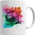 Baskı Dükkanı KB2853 Aquarele Bird Porselen Kupa Bardak