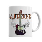 Baskı Dükkanı KB6123 Guitar Music Gitar Müzik Porselen Kupa Bardak