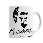 Baskı Dükkanı KB7014 Atatürk Imzalı Porselen Kupa Bardak