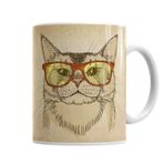 Baskı Dükkanı KB7262 Gözlüklü Kedi Cats Porselen Kupa Bardak