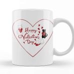 Baskı Dükkanı KB9969 Aşk Kediler Happy Valentines Cats Porselen Kupa Bardak
