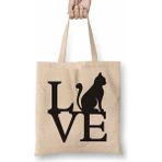 Baskı Dükkanı Kedi Cat Love Bez Çanta