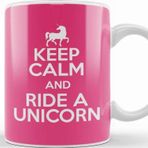 Baskı Dükkanı Keep Calm And Ride A Unicorn Porselen Beyaz Kupa Bardak