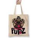 Baskı Dükkanı Kukla Köpek Pug Bez Çanta