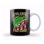Baskı Dükkanı Live Free And Fish Hard Fishing Patriotic Fisher Kupa