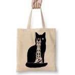 Baskı Dükkanı Lord Of The Rings Kedi Bez Uzun Saplı Krem Rengi Çanta