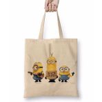 Baskı Dükkanı Minyonlar Minions Bez Uzun Saplı Krem Rengi Çanta