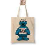Baskı Dükkanı Monster Cookies Kurabiye Canavarı Bez Uzun Saplı Krem Rengi Çanta