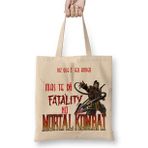 Baskı Dükkanı Mortal Kombat 2 Bez Uzun Saplı Krem Rengi Çanta