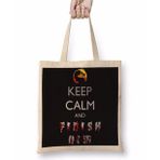 Baskı Dükkanı Mortal Kombat Keep Calm And Finish Keep Calm Bez Uzun Saplı Krem Rengi Çanta