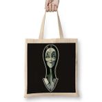 Baskı Dükkanı Morticia The Ultimate Goth Wife Bez Uzun Saplı Krem Rengi Çanta