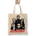 Baskı Dükkanı Mr Robot 03 Bez Uzun Saplı Krem Rengi Çanta