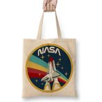 Baskı Dükkanı Nasa Rocket Logo Bez Çanta