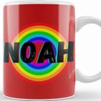 Baskı Dükkanı Noah Name Custom Vintage Retro Rainbow Style Design Gift Baby Gift For Him Kupa