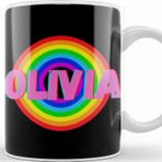 Baskı Dükkanı Olivia Name Personalized Custom Vintage Retro Rainbow Style Design Gift Baby Gift For Her Kupa