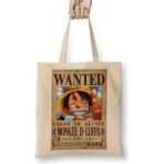 Baskı Dükkanı One Piece Wanted Luffy Bez Çanta