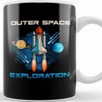 Baskı Dükkanı Outer Space Exploration Rocket Astronaut Kupa