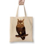 Baskı Dükkanı Owl Sunset Baykuş Bez Çanta