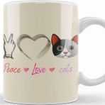 Baskı Dükkanı Peace Love Cats Awesome Gift Fashion Peace Love Cats Funny Summer Female Kupa