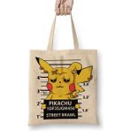 Baskı Dükkanı Pikachu Bad Boy Pokemon Bez Çanta