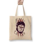 Baskı Dükkanı Planet Of The Apes Hail Caesar Bez Uzun Saplı Krem Rengi Çanta