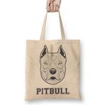 Baskı Dükkanı Pug Köpek Pit Bull Face Pitbull Aşıklar Bez Uzun Saplı Krem Rengi Çanta