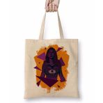 Baskı Dükkanı Purple Girl Bez Uzun Saplı Krem Rengi Çanta