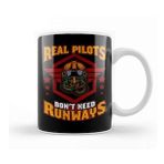 Baskı Dükkanı Real Pilots Don't Need Runways Helicopter Pilot Kupa Bardak