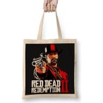 Baskı Dükkanı Red Dead Redemption 2 Bez Uzun Saplı Krem Rengi Çanta