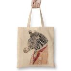 Baskı Dükkanı Renkli Zebra Bez Kadın Günlük Çanta