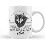 Baskı Dükkanı Retro Animal American Wolf Black Kupa