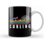 Baskı Dükkanı Retro Curling Player Vintage Curling Broom Stones Coach Team Kupa