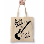 Baskı Dükkanı Ritmik Gitar Müzik Nota Bez Çanta