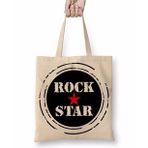 Baskı Dükkanı Rock Star Kırmızı Yıldız Bez Çanta