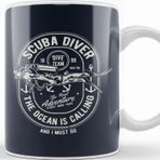 Baskı Dükkanı Scuba Diver Ocean Is Calling Kupa