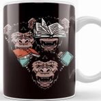 Baskı Dükkanı See Speak Hear No Evil Japan Monkeys Gorilla Books Emoticon Kupa