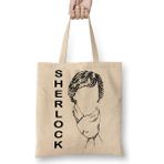Baskı Dükkanı Sherlock 02 Bez Uzun Saplı Krem Rengi Çanta
