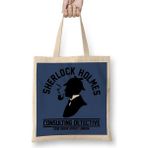 Baskı Dükkanı Sherlock Holmes 2 Bez Uzun Saplı Krem Rengi Çanta