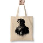 Baskı Dükkanı Sherlock Holmes Sherlocked Drawing Bez Uzun Saplı Krem Rengi Çanta