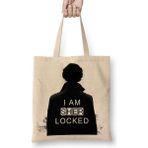 Baskı Dükkanı Sherlock I Am Sher Locked Sherlock Holmes Sherlocked Bez Uzun Saplı Krem Rengi Çanta