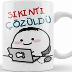 Baskı Dükkanı Sıkıntı Çözüldü Komik Beyaz Porselen Kupa