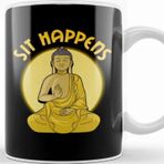 Baskı Dükkanı Sit Happens Funny Meditation Pun Monk Meditating Kupa