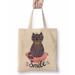 Baskı Dükkanı Smile Cat Kedi Bez Çanta