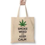 Baskı Dükkanı Smoke Weed And Keep Calm Connect Bez Çanta