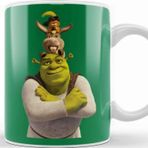 Baskı Dükkanı Stacked Pocket Shrek Donkey And Puss In Boots Kupa