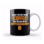 Baskı Dükkanı Start the Day With Coffee End With Cryptocurrency Kupa