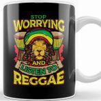 Baskı Dükkanı Stop Worrying and Listen to Reggae Rastafari Lion Kupa