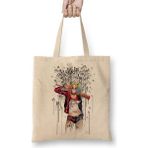 Baskı Dükkanı Suicide Squad Crop Top Bez Uzun Saplı Krem Rengi Çanta