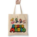 Baskı Dükkanı Super Mario Bez Uzun Saplı Krem Rengi Çanta
