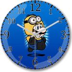 Baskı Dükkanı Super Minion Mario Bombeli Gerçek Cam Duvar Saati